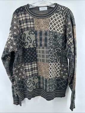 Vintage Patchwork Paisley Crewneck Sweater Saks Fifth Avenue Men’s XL